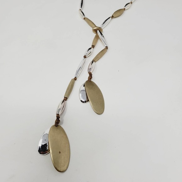 Chico's Two Tone Silver and Gold Tone Oval Necklace - Picture 3 of 8